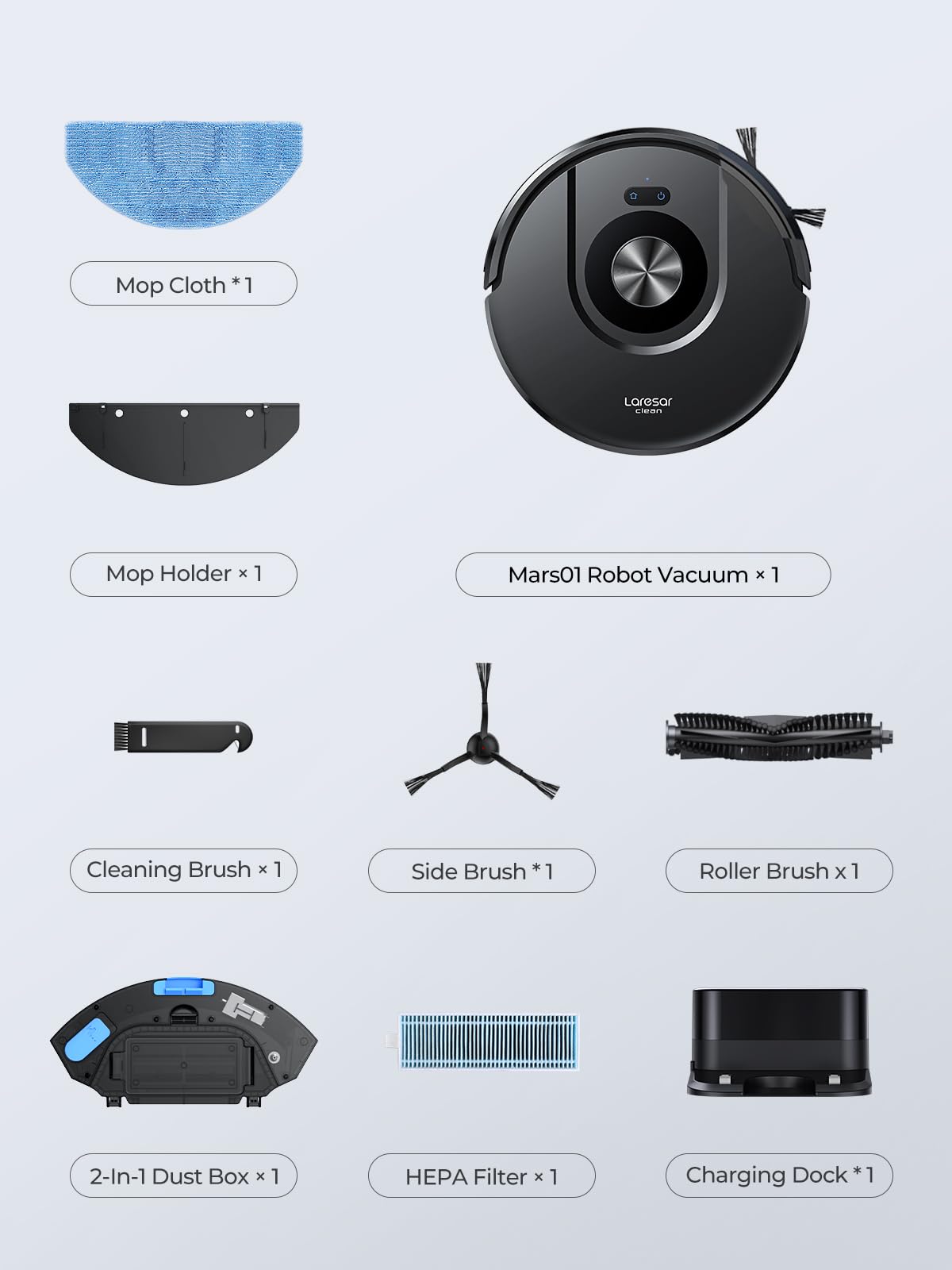 Laresar Mars01 Robot Vacuum Cleaner – 5,000Pa Suction, LiDAR Navigation, Mop