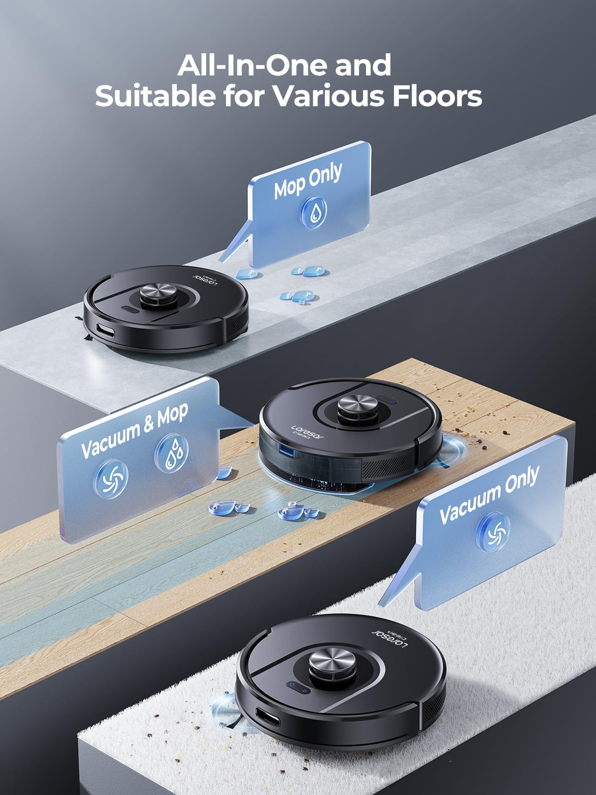 Laresar Mars01 Robot Vacuum Cleaner – 5,000Pa Suction, LiDAR Navigation, Mop
