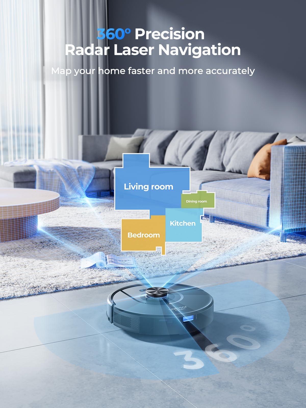 Laresar Mars01 Robot Vacuum Cleaner – 5,000Pa Suction, LiDAR Navigation, Mop