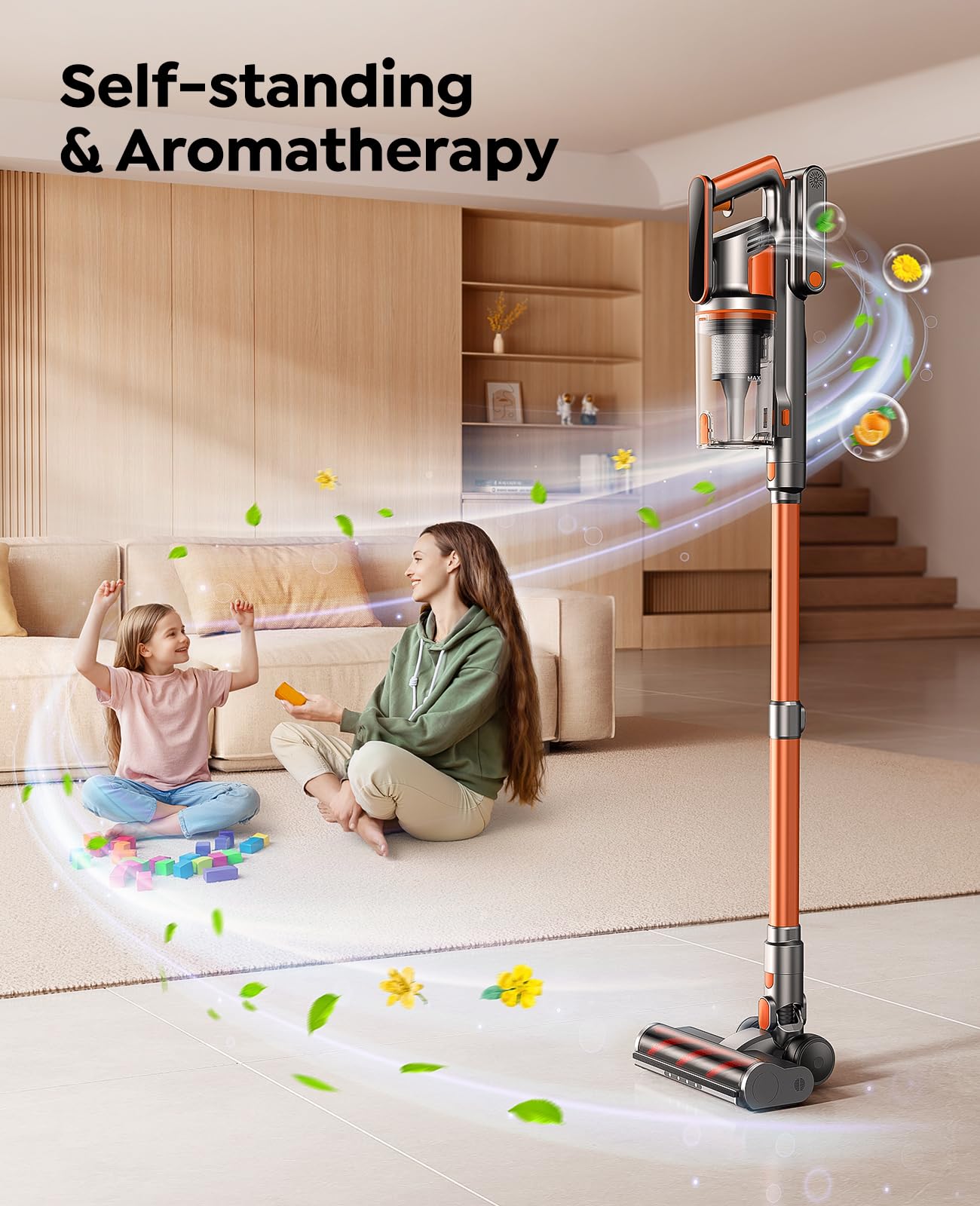 Fieety V9 Cordless Stick Vacuum Cleaner – 50KPA, 600W, 65-Min Runtime, Touchscreen, Anti-Tangle