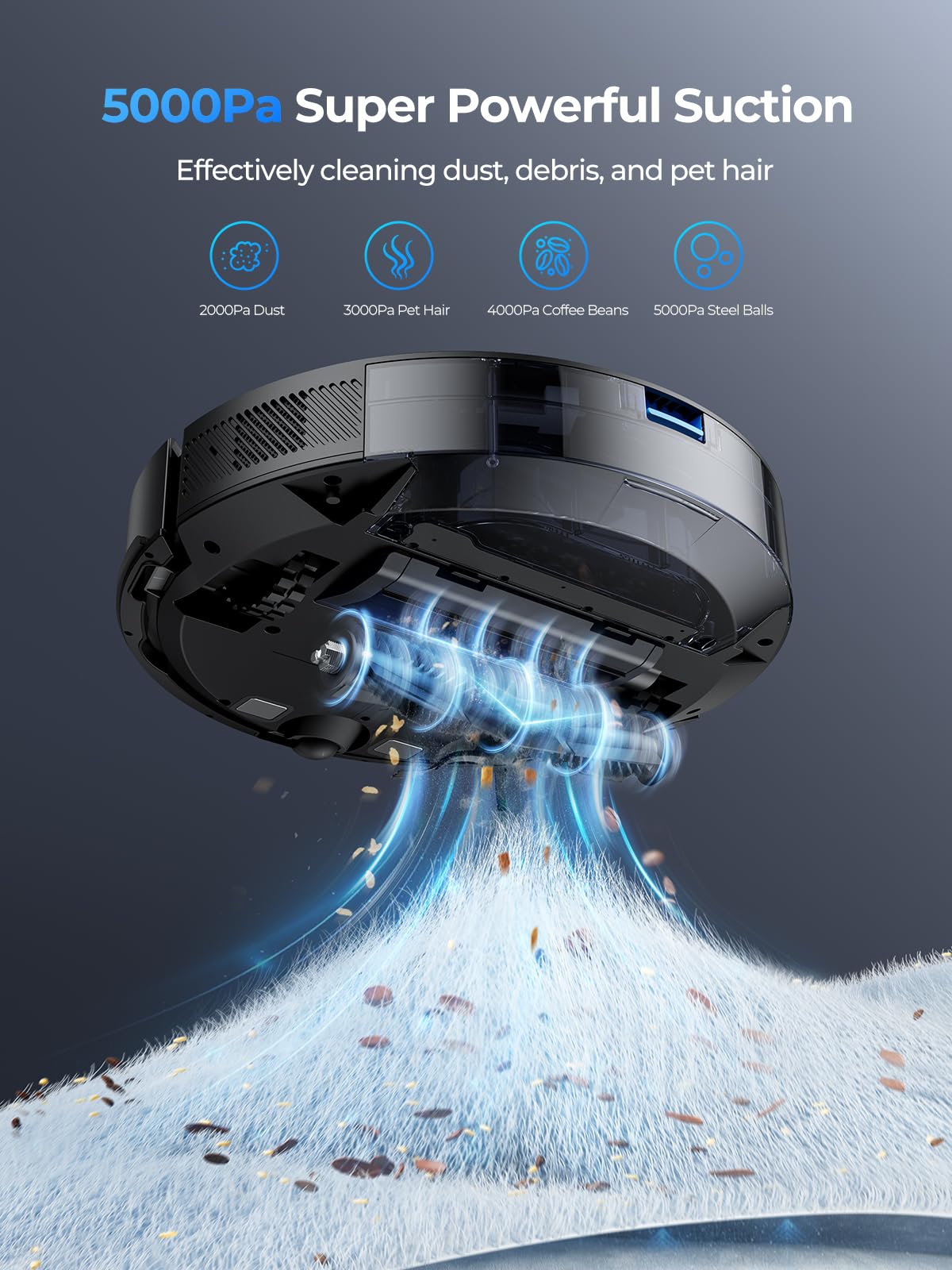 Laresar Mars01 Robot Vacuum Cleaner – 5,000Pa Suction, LiDAR Navigation, Mop