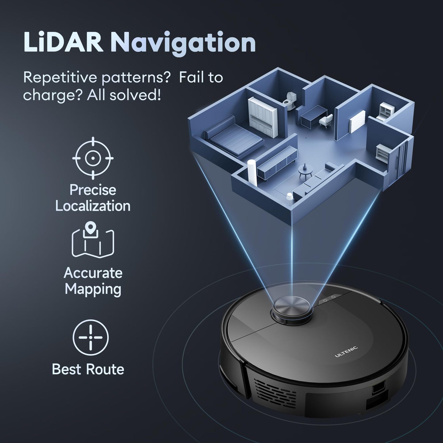 Ultenic D10 Robot Vacuum and Mop with LiDAR Navigation – 5000Pa Suction