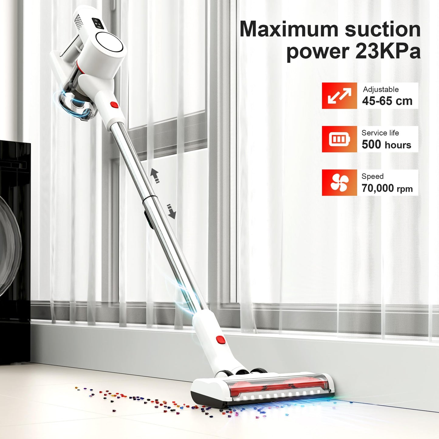 Syntecno P9-W Cordless Stick Vacuum Cleaner – Lightweight, Handheld & Upright, White