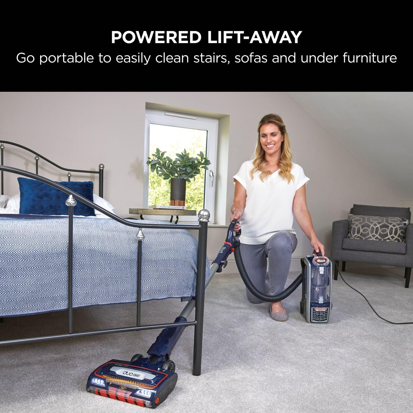 Shark NZ801UKT Corded Upright Vacuum Cleaner – DuoClean, Anti-Hair Wrap, Navy/Orange