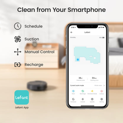 Lefant M210P Robot Vacuum – Slim Design, WiFi & Remote Control, Pet Hair & Hard Floor Cleaning