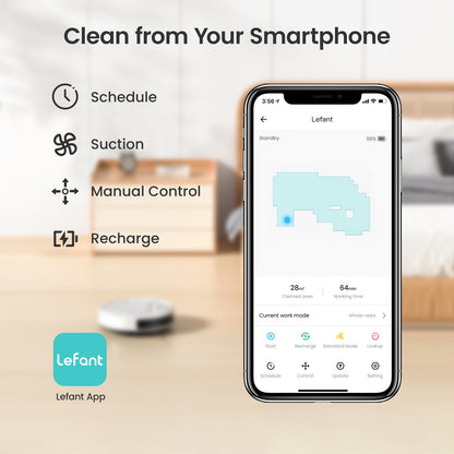 Lefant M210 Robot Vacuum Cleaner – 2200Pa Suction, Self-Charging, Wi-Fi & Alexa Control