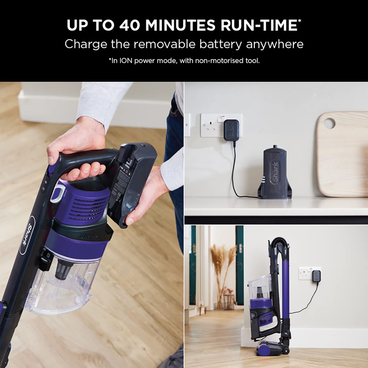 Shark Cordless Stick Vacuum Cleaner with Flexology, Anti Hair Wrap & Pet Tool – 40 min Runtime, Purple