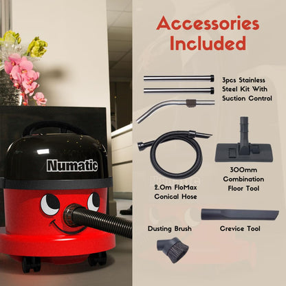 Numatic NRV240-11 Henry Commercial Vacuum Cleaner – 620W, 9L Capacity, Red
