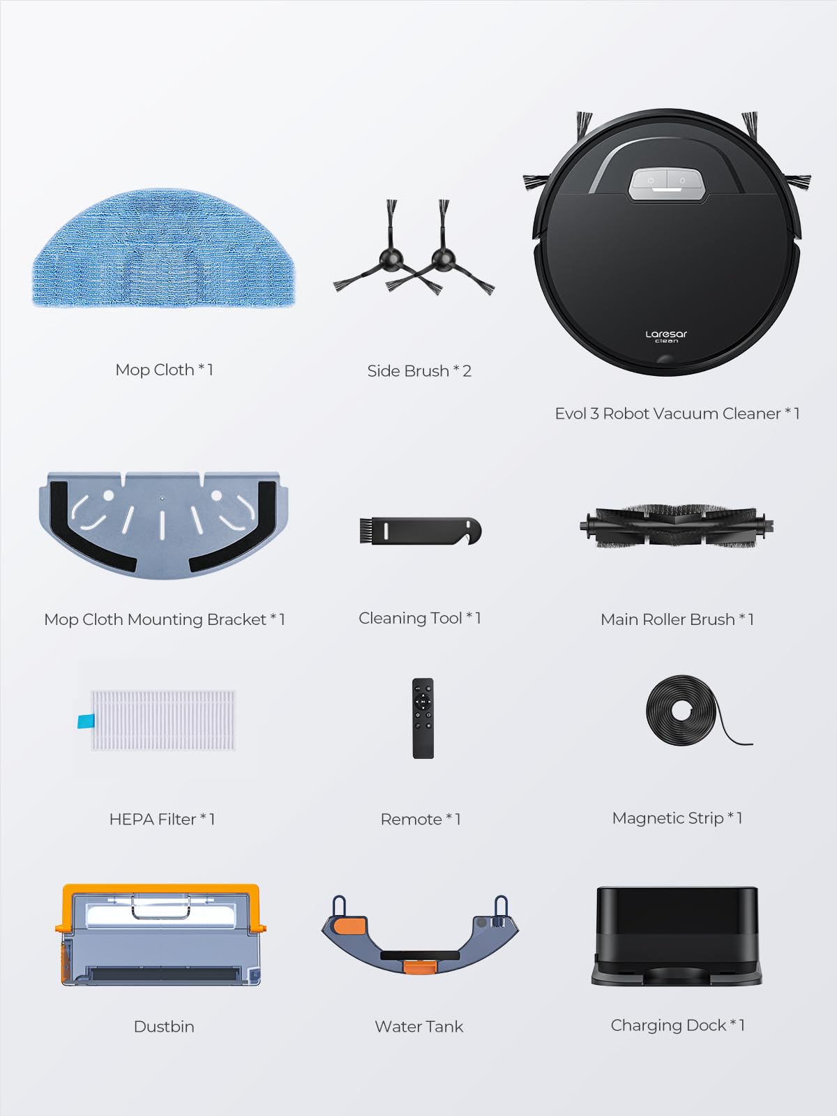 Laresar Evol 3 Robot Vacuum Cleaner with Mop – 4,500Pa Suction, Auto Carpet Boost, Smart App & Alexa