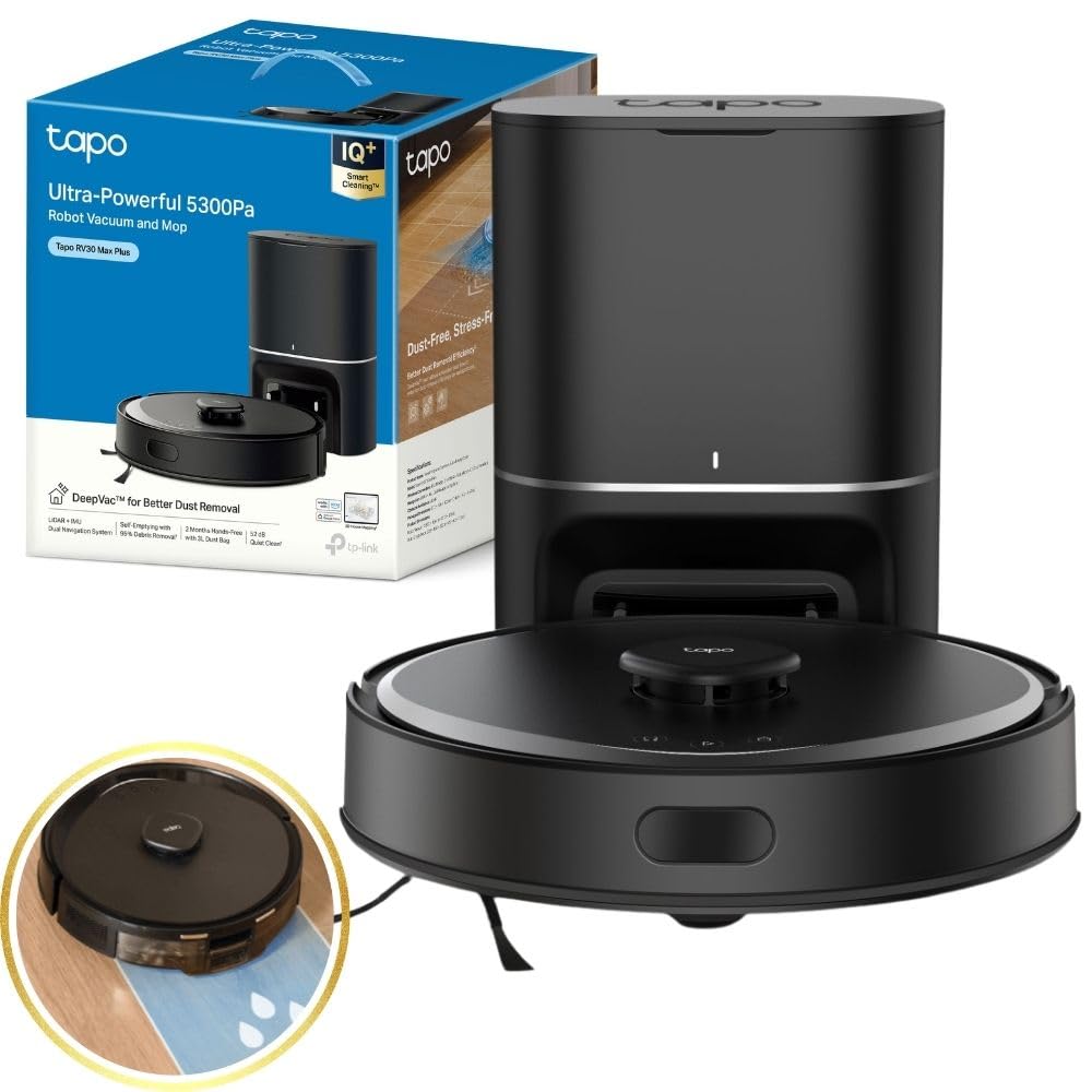 Tapo RV30 Max Plus Robot Vacuum & Mop – 5300Pa Suction, Auto-Empty, Alexa & Google