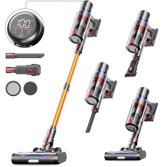 Avalsor X5 Cordless Stick Vacuum Cleaner – 550W, 45Kpa Suction, 65 Min Runtime, OLED Touchscreen, Gold