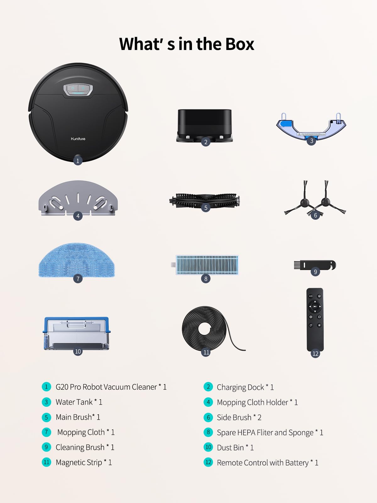 HONITURE G20 PRO Robot Vacuum & Mop – 4,500Pa Suction, App & Voice Control
