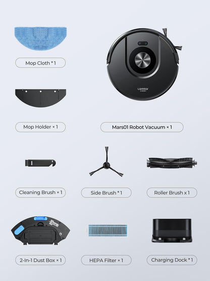 Laresar Mars01 Robot Vacuum Cleaner – 5,000Pa Suction, LiDAR Navigation, Mop
