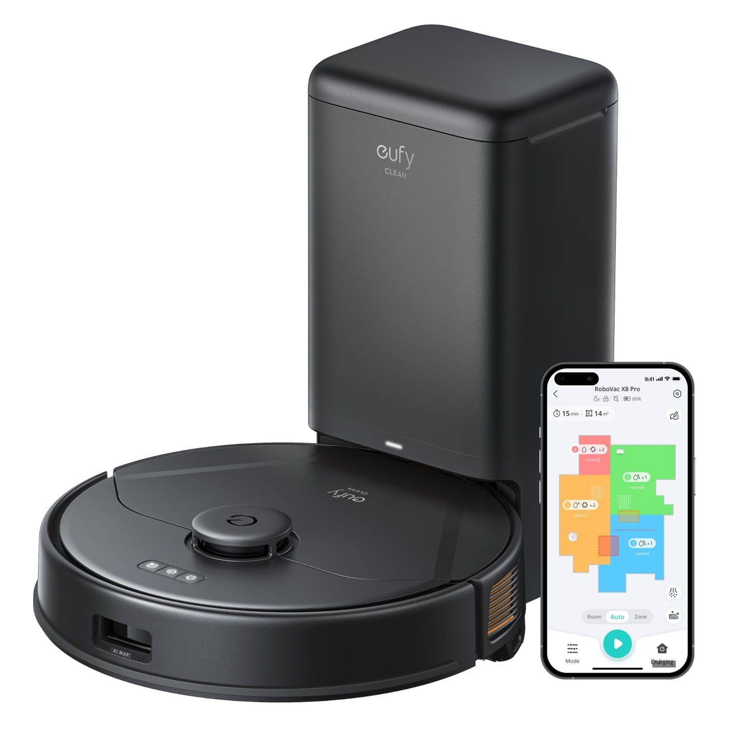 Eufy X8 Pro Robot Vacuum & Mop – 2×4000Pa Suction, Self-Empty, Pet Hair