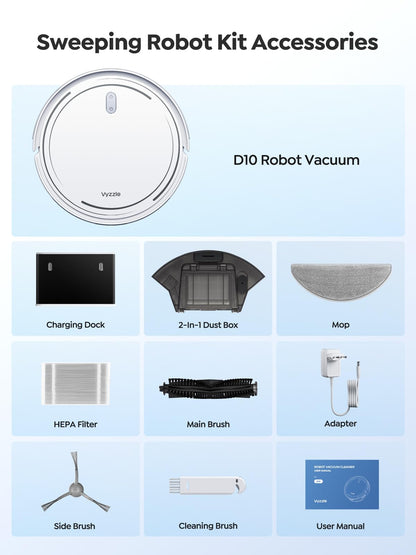 Vyzzle D10 Robot Vacuum Cleaner with Mop – 5,000Pa Suction & LiDAR Navigation