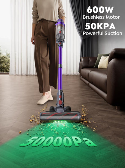 SMOTURE V2 Cordless Stick Vacuum – 600W, 50KPa, 65-Min Runtime, Touchscreen