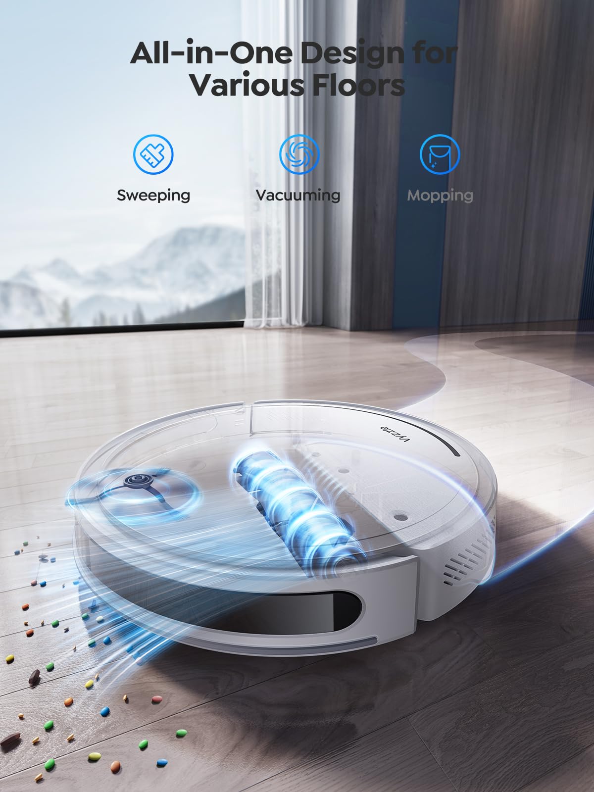 Vyzzle D10 Robot Vacuum Cleaner with Mop – 5,000Pa Suction & LiDAR Navigation