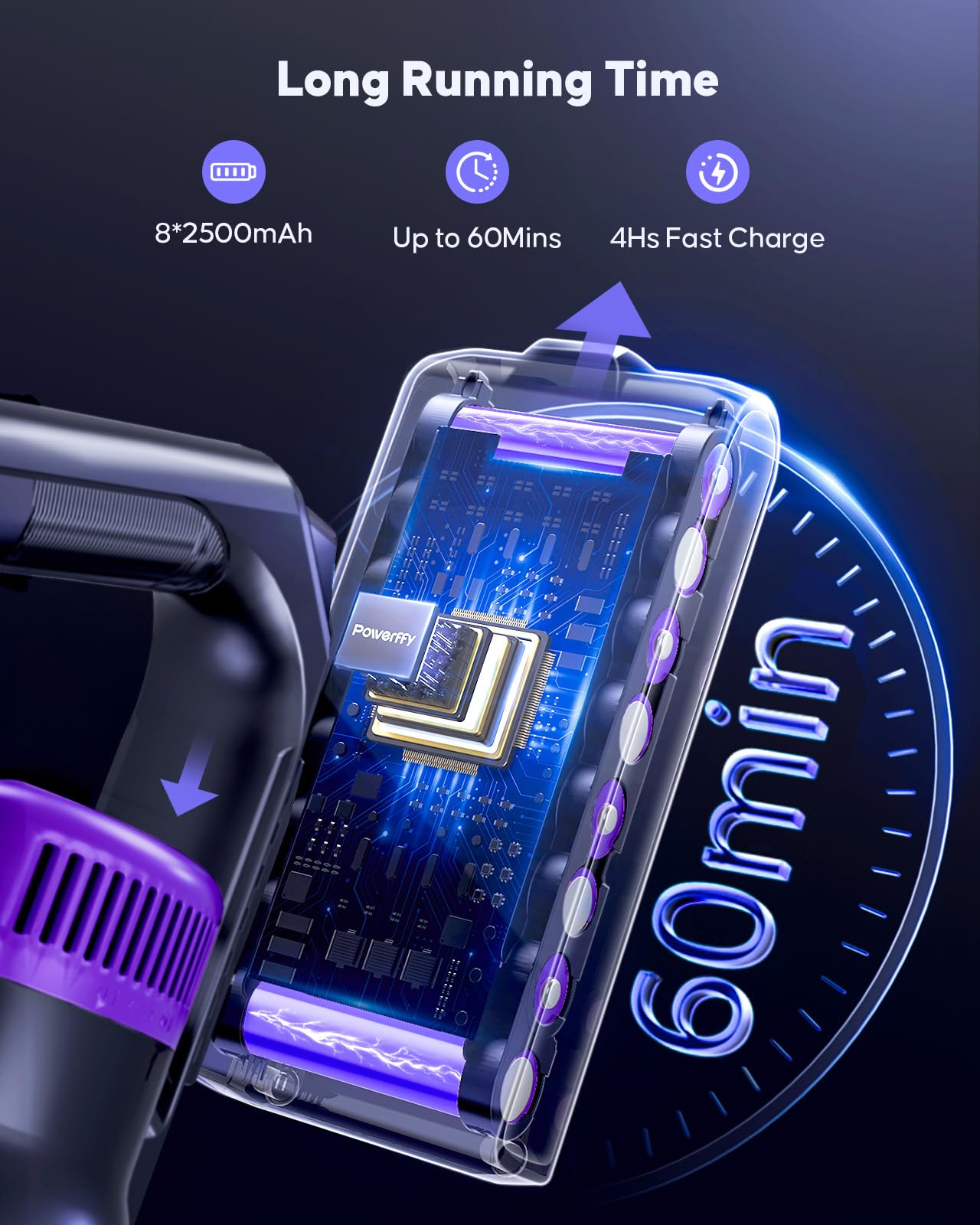 Cordless Stick Vacuum Cleaner – 550W, 45KPA Suction, 60 Min Runtime