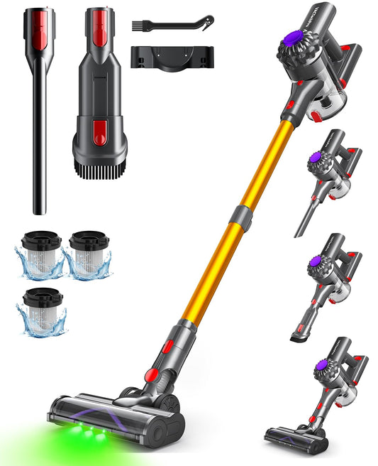 VACTechPro V15 Cordless Stick Vacuum Cleaner – 6-in-1, 35KPA Suction, Gold