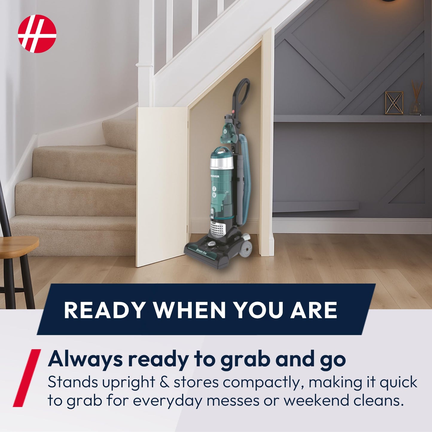 Hoover Breeze Evo Pets Upright Vacuum Cleaner – Lightweight, Corded, 3L Dust Bin, Chameleon Green