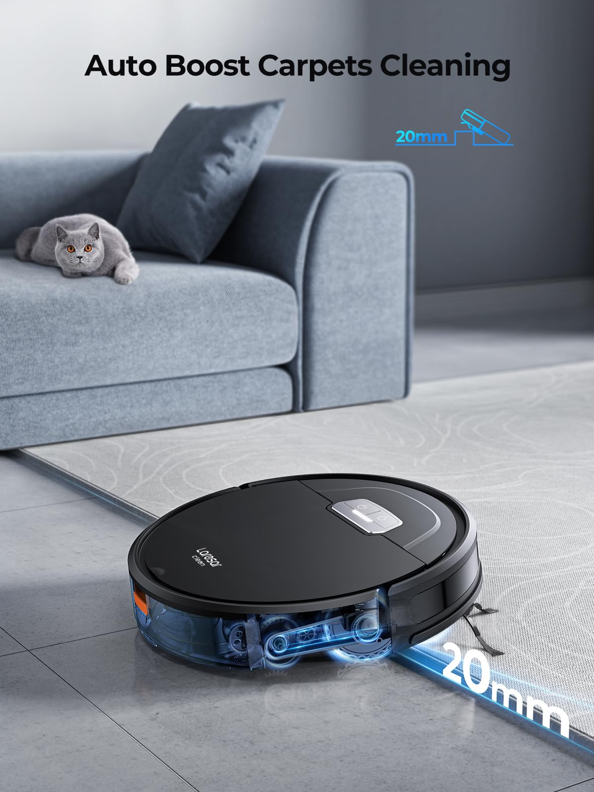 Laresar Evol 3 Robot Vacuum Cleaner with Mop – 4,500Pa Suction, Auto Carpet Boost, Smart App & Alexa