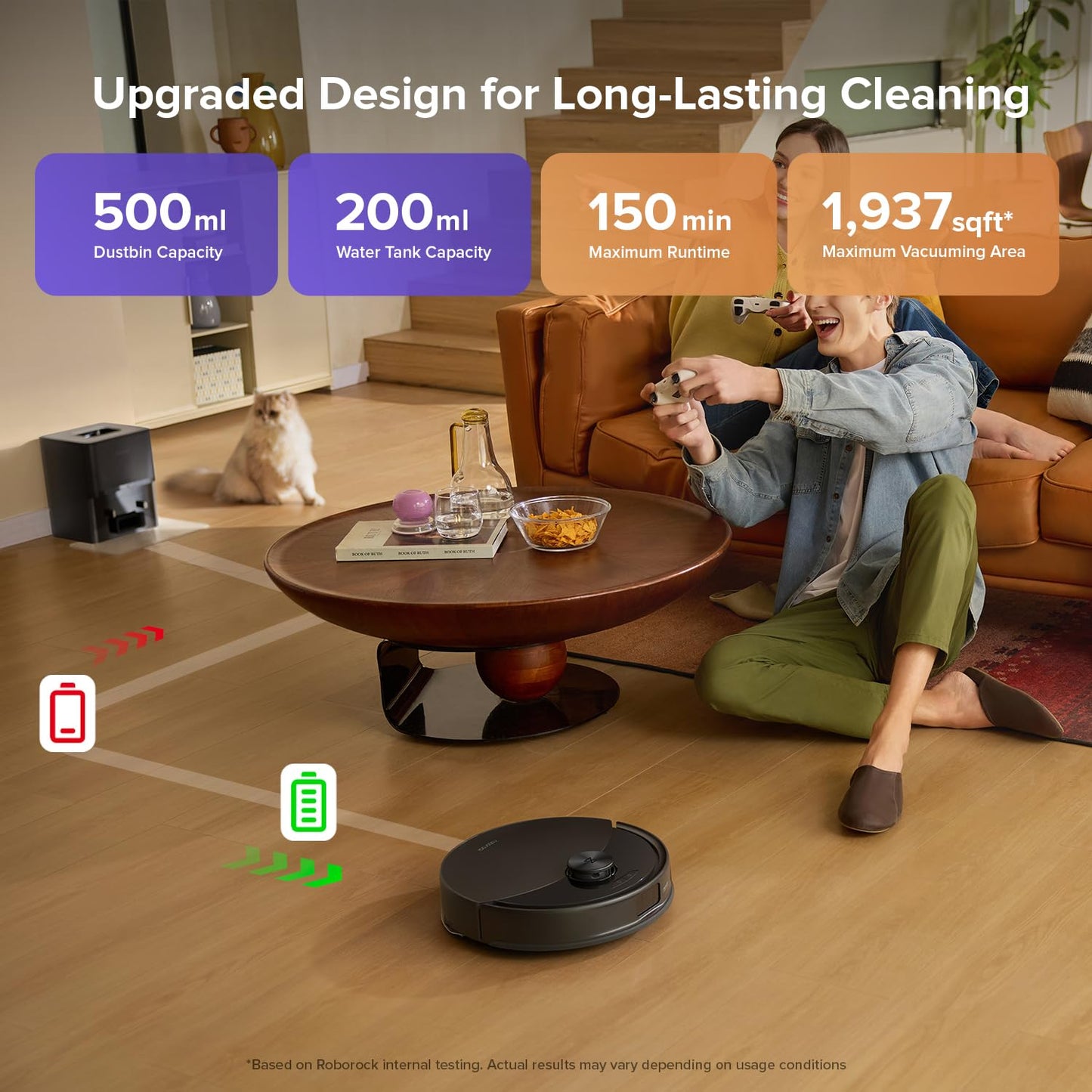 roborock Q10 S5+ Robot Vacuum – Self-Emptying, 10,000Pa Suction, Dual Anti-Tangle, Auto-Lifting Mop