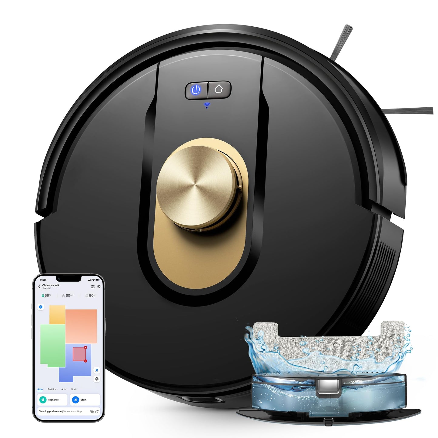 Vexilar W9 Robot Vacuum & Mop – 6000Pa Suction, LiDAR