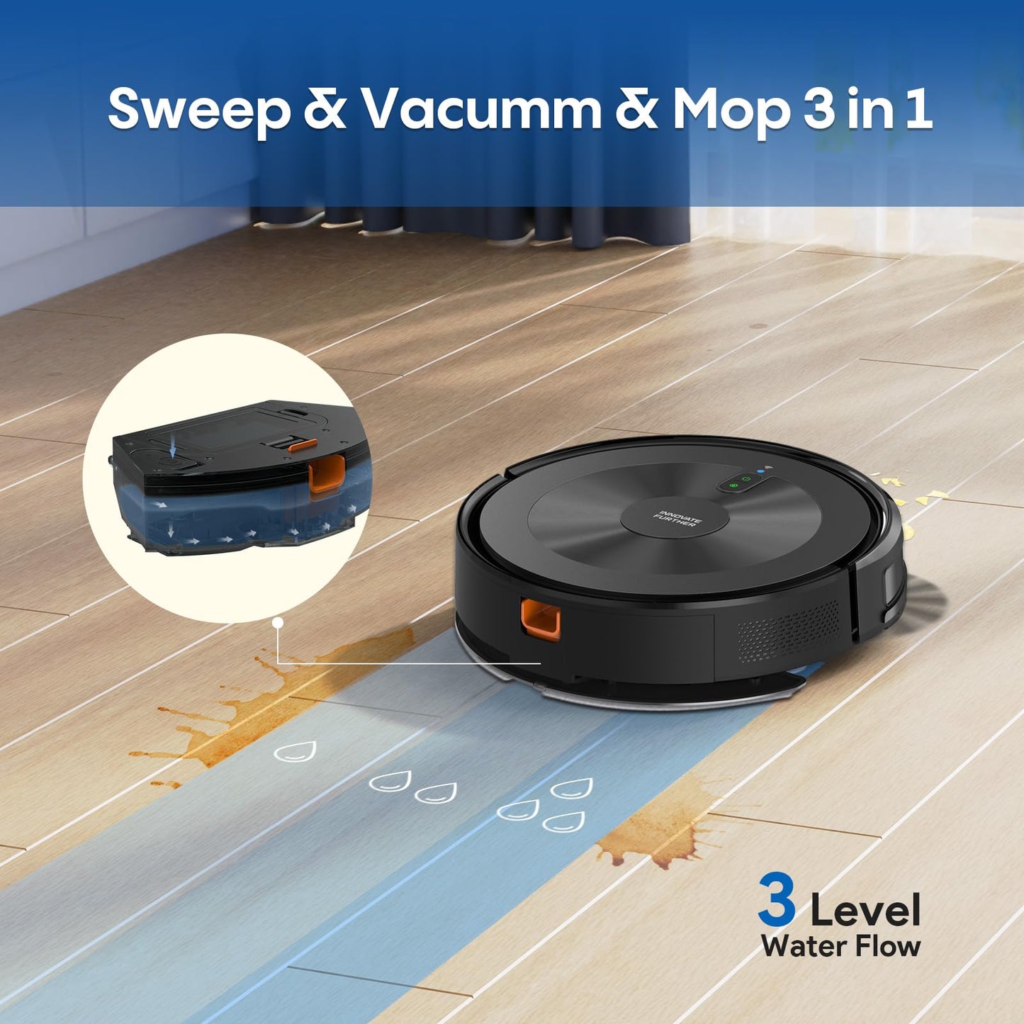 Deenkee Robot Vacuum Cleaner with Mop – 4000Pa Suction, WiFi/App Control