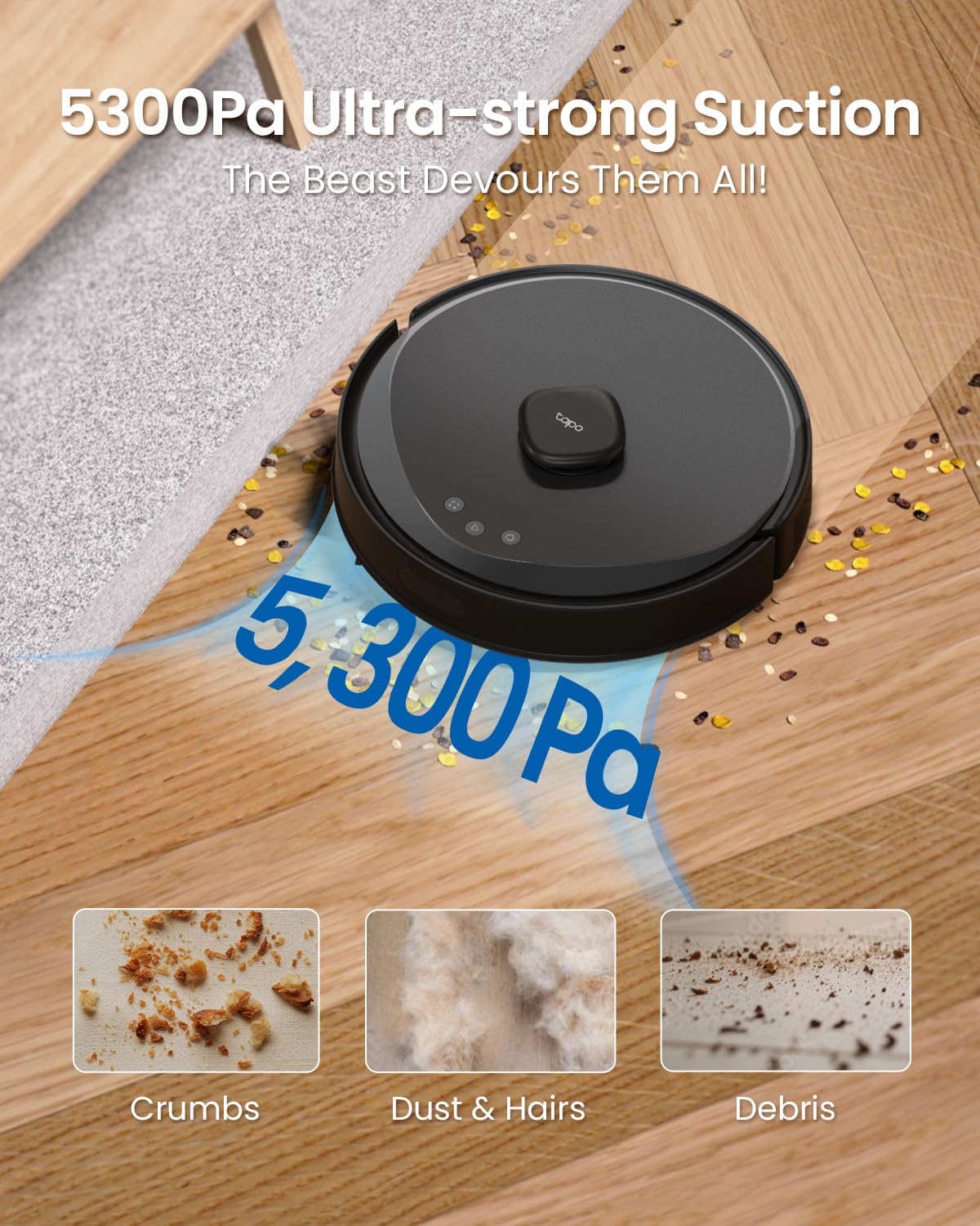 Tapo RV30 Max Plus Robot Vacuum & Mop – 5300Pa Suction, Auto-Empty, Alexa & Google