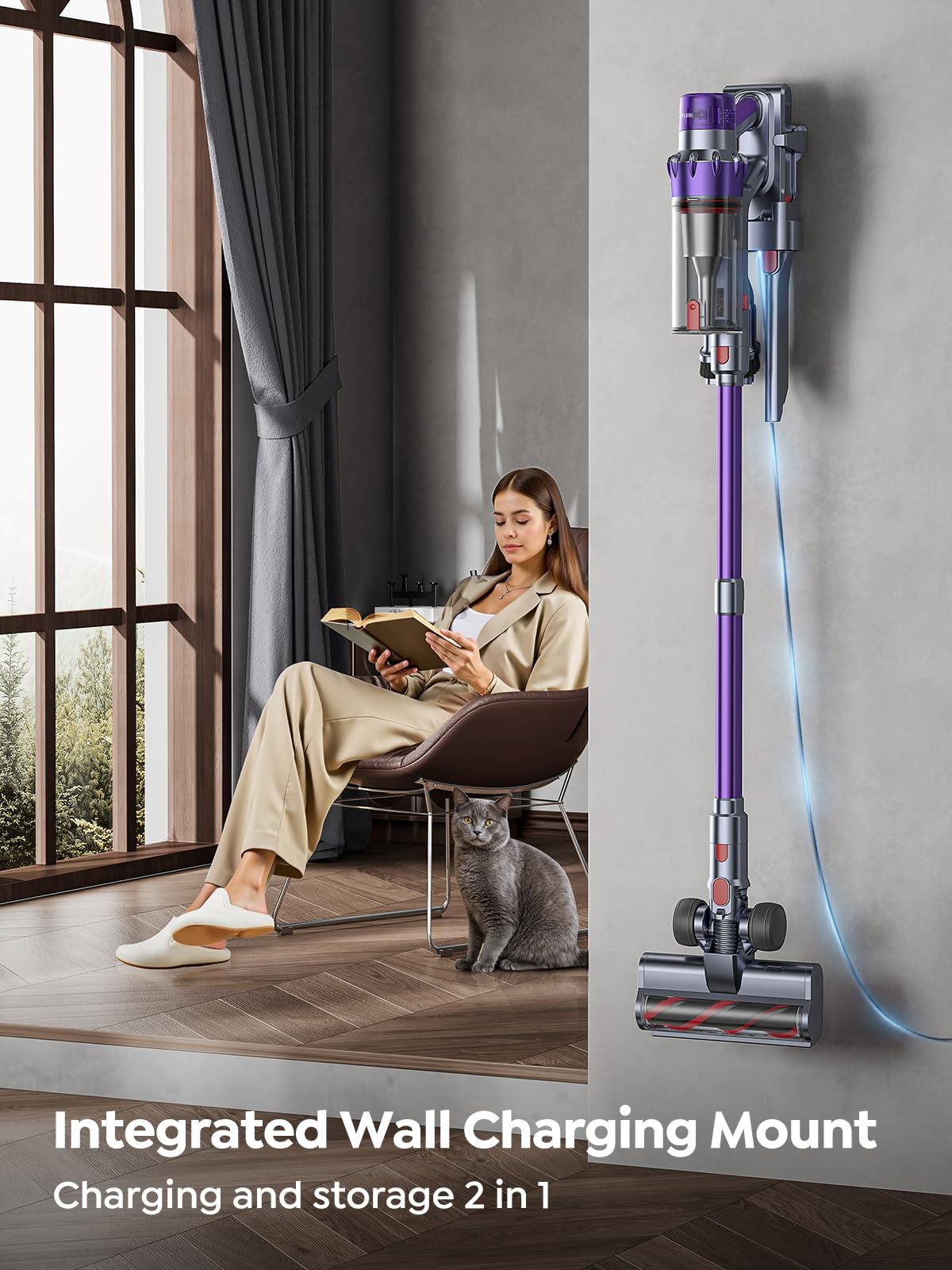 SMOTURE V2 Cordless Stick Vacuum – 600W, 50KPa, 65-Min Runtime, Touchscreen