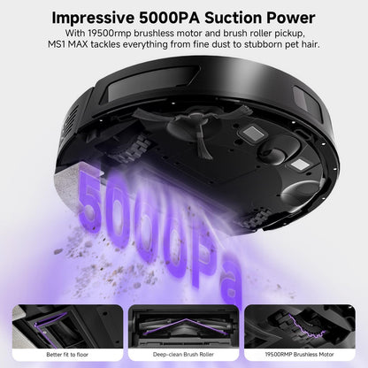 MONSGA Robot Vacuum Cleaner with Mop – 5000Pa Suction, LiDAR Navigation & Self-Emptying