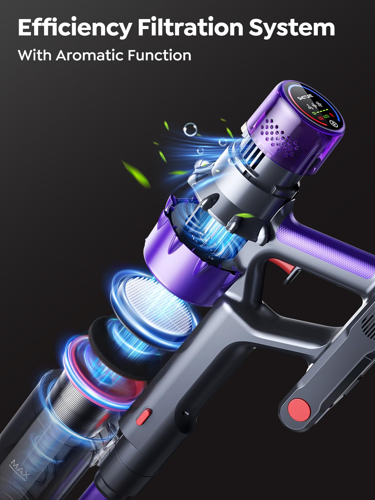 SMOTURE V2 Cordless Stick Vacuum – 600W, 50KPa, 65-Min Runtime, Touchscreen