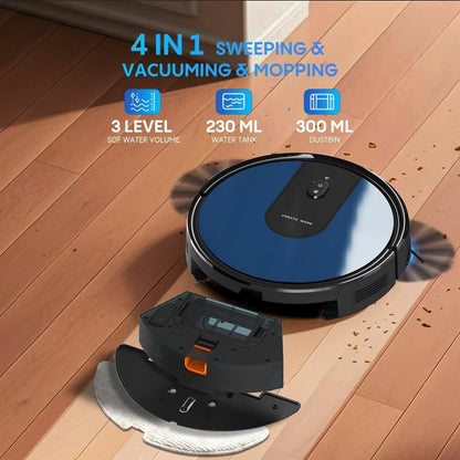 4-in-1 Robot Vacuum Cleaner with Mop – 5000Pa Suction, Auto Carpet Boost, WiFi & Alexa Control