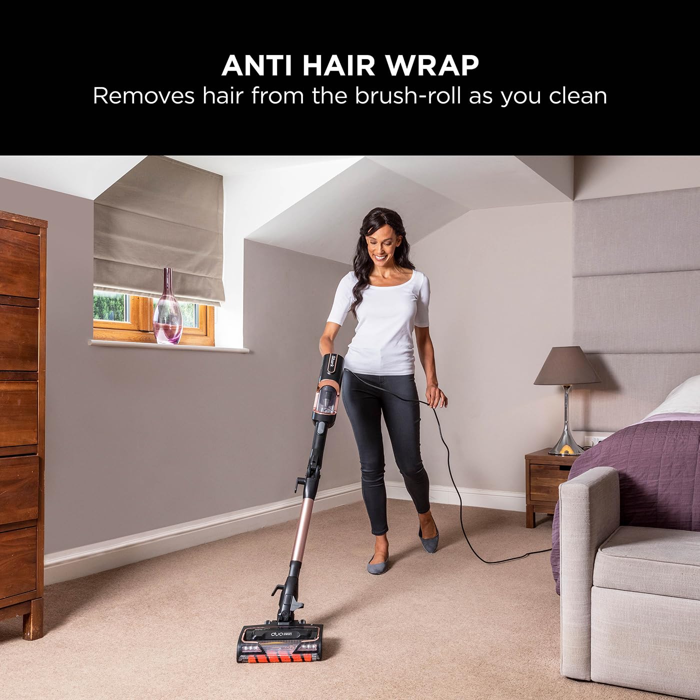 Shark HZ500UKT Corded Stick Vacuum Cleaner – Anti Hair Wrap, DuoClean, Rose Gold