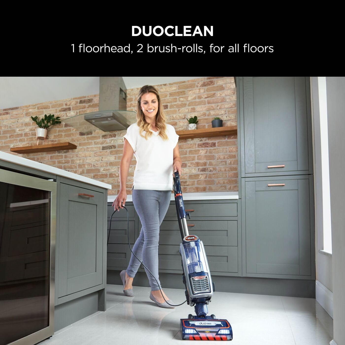 Shark NZ801UKT Corded Upright Vacuum Cleaner – DuoClean, Anti-Hair Wrap, Navy/Orange