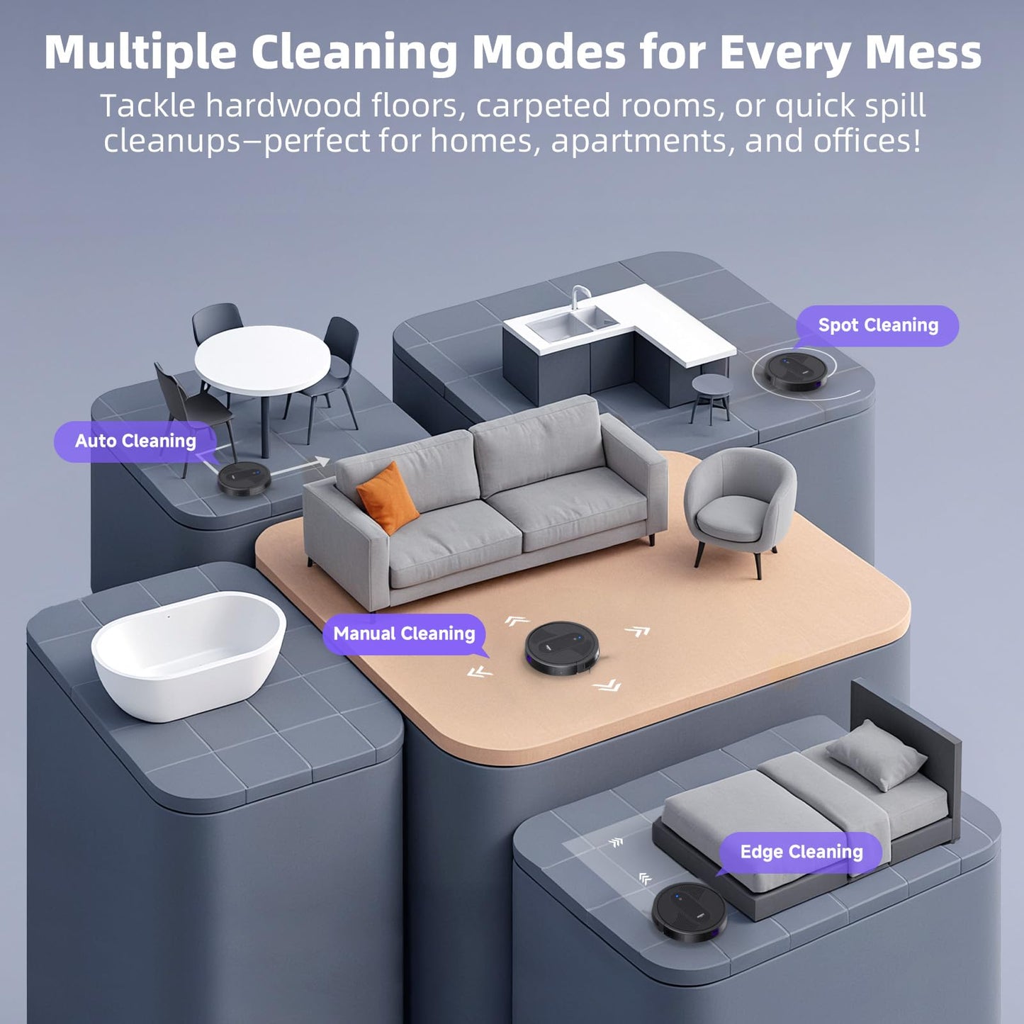 MONSGA 3-in-1 Robot Vacuum & Mop – 3000Pa Suction, 140 Min Runtime, App & Voice Control