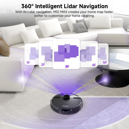 MONSGA Robot Vacuum Cleaner with Mop – 5000Pa Suction, LiDAR Navigation & Self-Emptying
