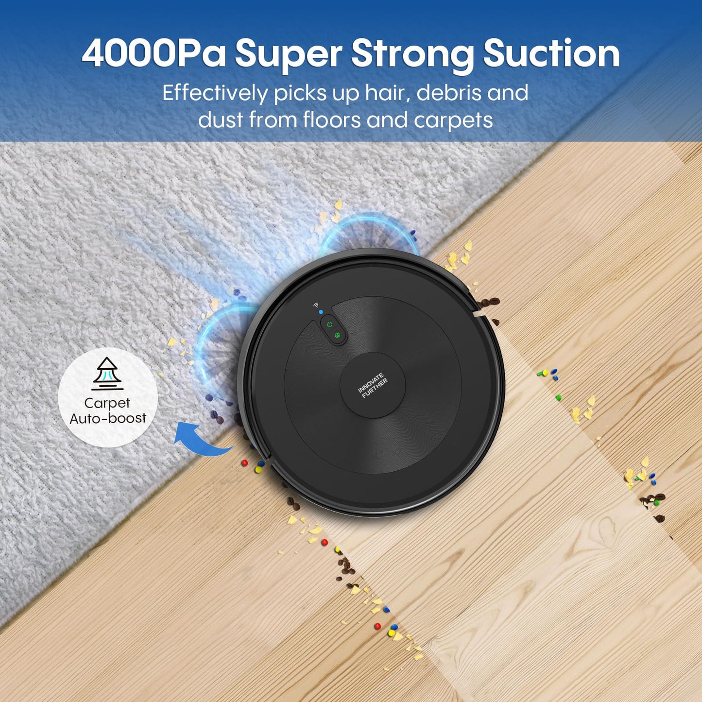 Deenkee Robot Vacuum Cleaner with Mop – 4000Pa Suction, WiFi/App Control