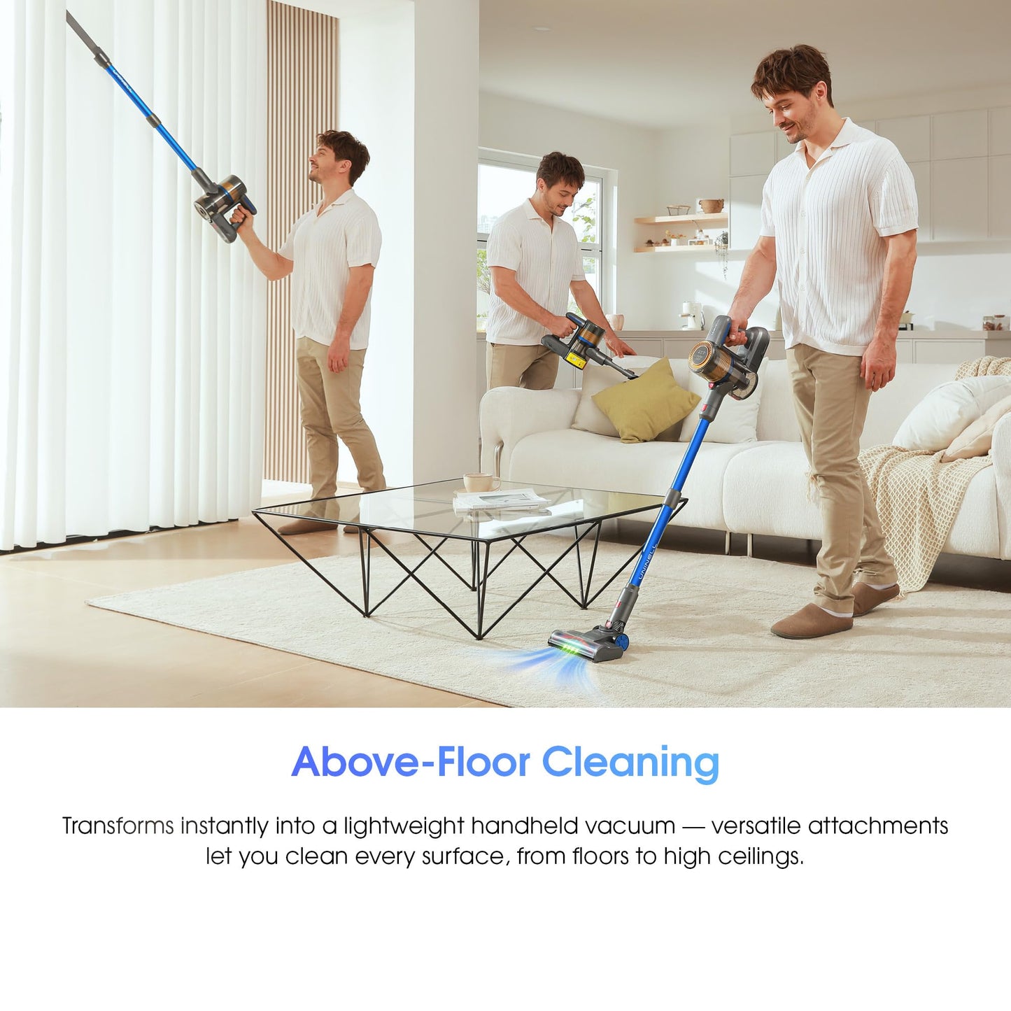 UNINELL UV1 Cordless Stick Vacuum Cleaner – 450W, 45KPA, 60-Min Runtime, Silver