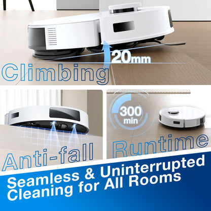 ECOVACS DEEBOT N20 Plus Robot Vacuum – 8000Pa Suction, Self-Emptying, Mop Function