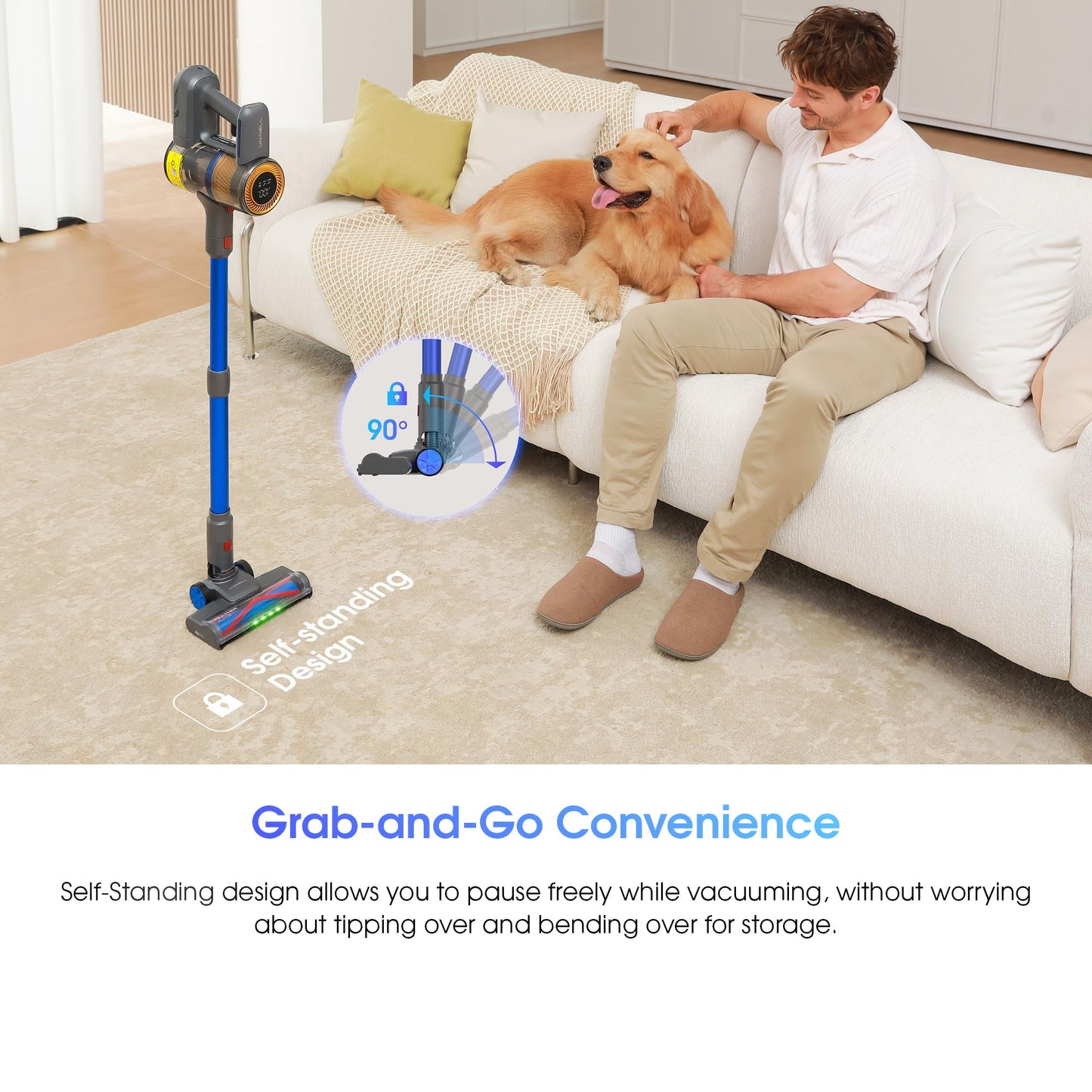 UNINELL UV1 Cordless Stick Vacuum Cleaner – 450W, 45KPA, 60-Min Runtime, Silver