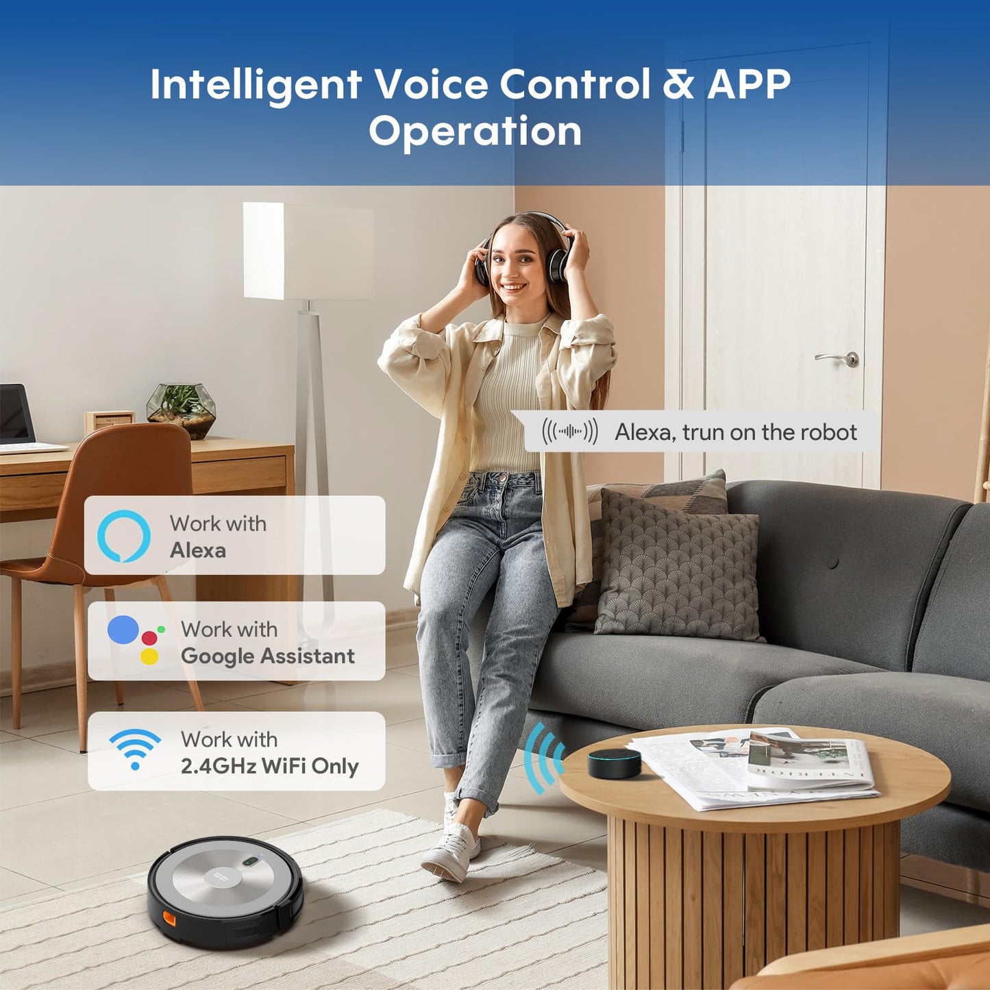Robot Vacuum & Mop – 4000Pa Suction, Self-Charging, WiFi & Voice Control