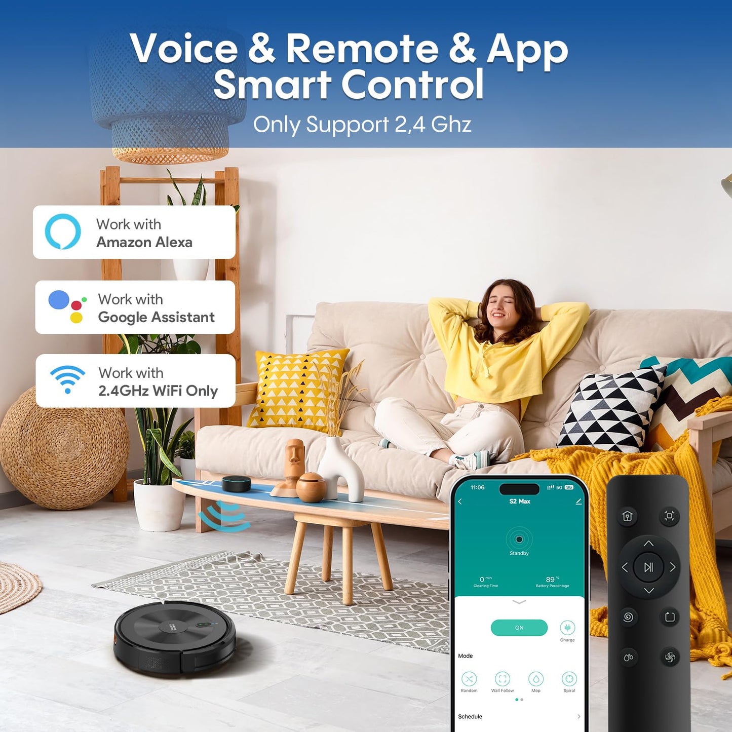 Deenkee Robot Vacuum Cleaner with Mop – 4000Pa Suction, WiFi/App Control