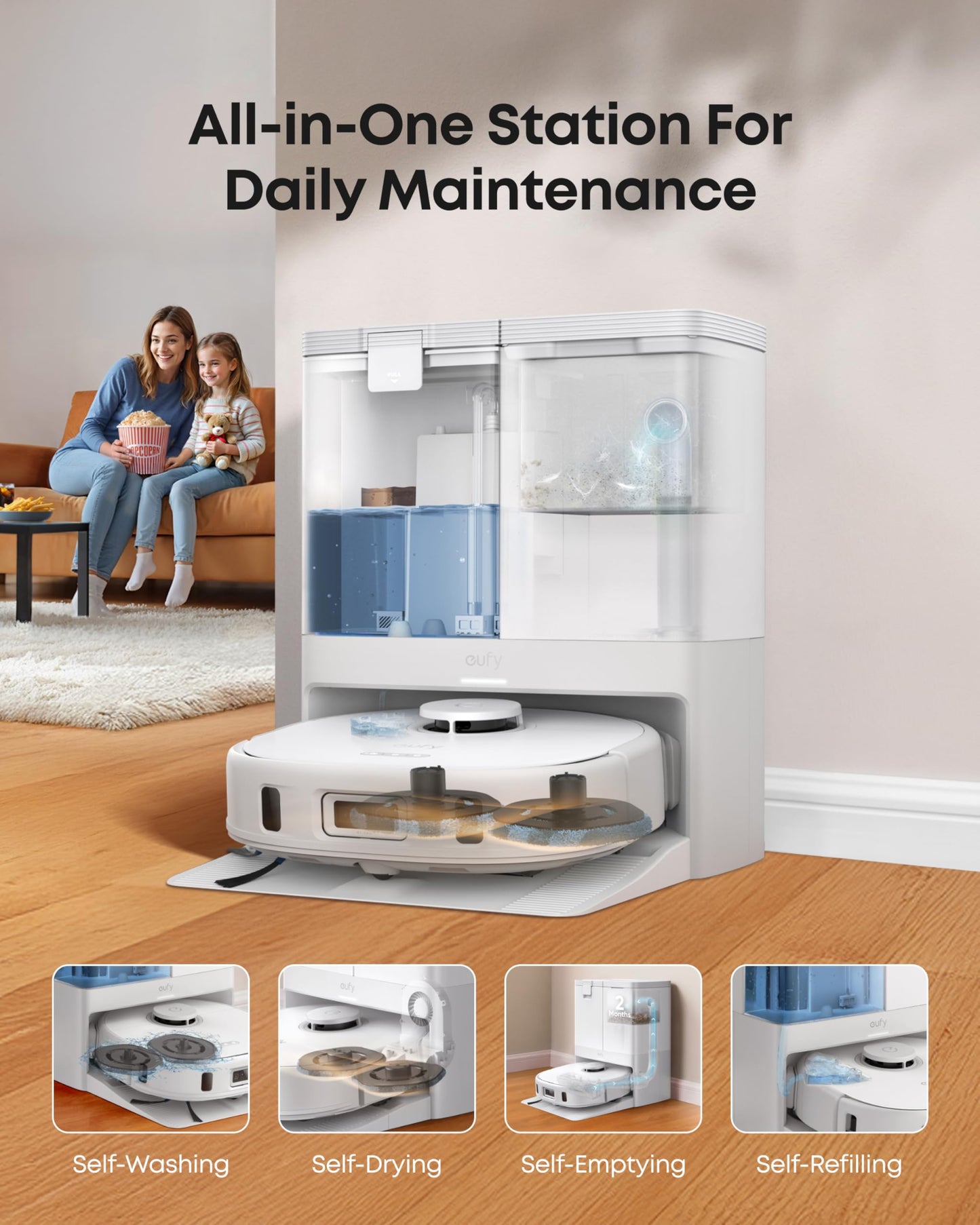 eufy X10 Pro Omni Robot Vacuum Cleaner with Mop – 8,000Pa Suction & All-in-One Auto-Cleaning Station