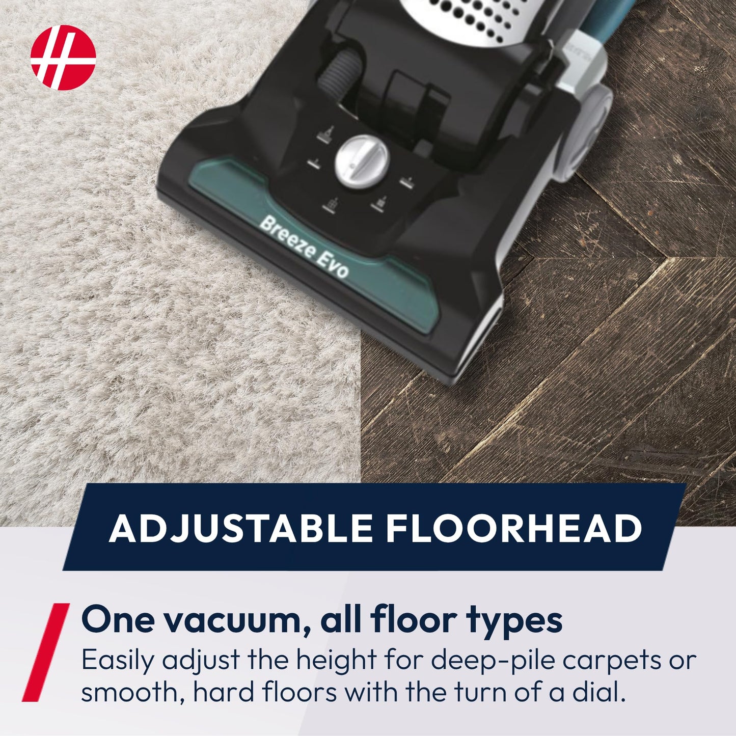 Hoover Breeze Evo Pets Upright Vacuum Cleaner – Lightweight, Corded, 3L Dust Bin, Chameleon Green